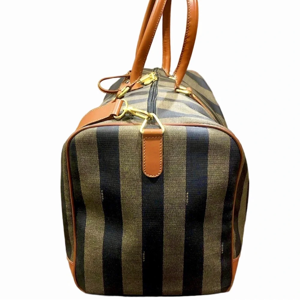 WFENDI Pequin Pecan Stripe Bandolier Boston Travel Bag 50cm FENDI Shoulder Strap - Picture 5 of 17